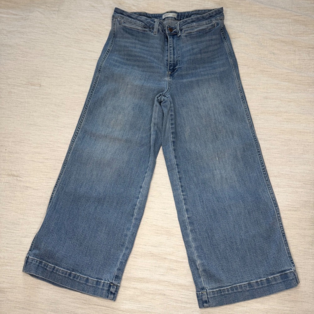 OAT New York Women 8/29 Blue Wide Leg Jeans High Rise Cropped Denim 1042-CAT